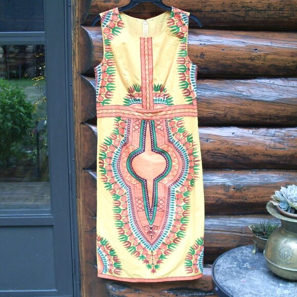 African Dashiki Tribal 2 Piece Set Sleeveless Maxi Dress & Crop Top Hi Lo Cape S - Picture 1 of 7